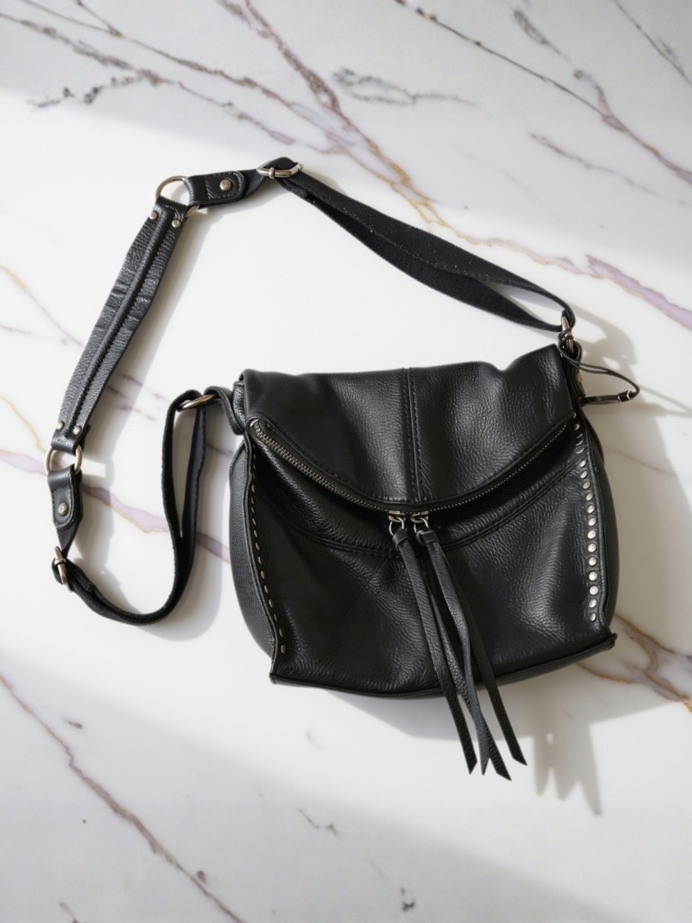 Women's Black Leather Crossbody Bag - Versatile Everyday Style